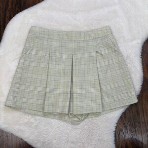 Le Lis Skort Small Green Plaid Pleated Mini Skirt Women's NWT